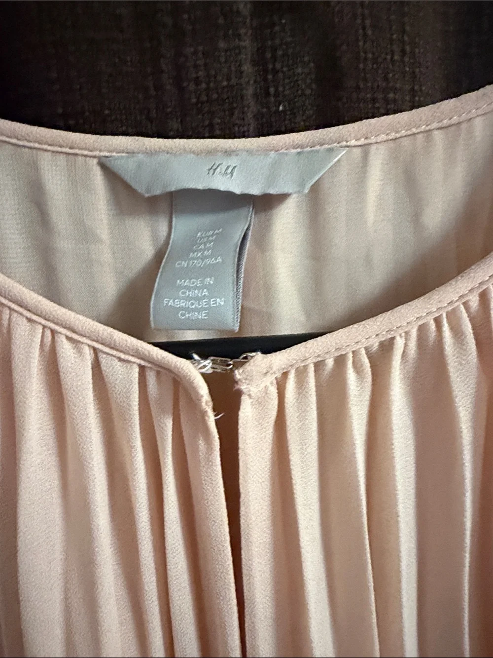 H&M Pleated Long-Sleeve Maxi Dress in Light Peach - Picture 2 of 3